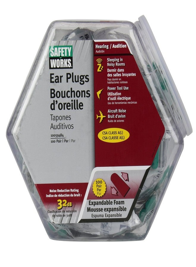 Safety Works 10059484 Expandable Foam Ear Plugs in Counter Display, 100-Pair, Green - Image 1